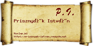 Prisznyák István névjegykártya